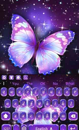 Purple starry colorful butterfly keyboard theme 4