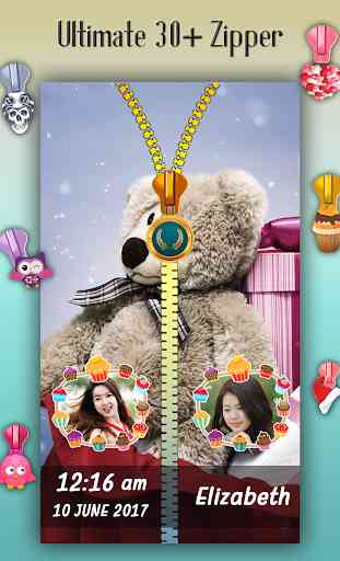 Teddy Bear Zipper Lock Screen 4