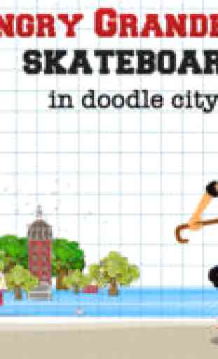 Angry Grandpa SkateBoard Rush In Doodle City Race Free 1