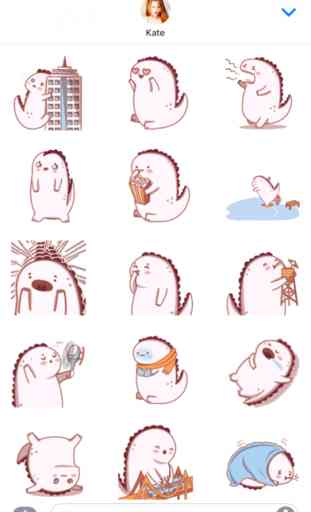 Animated Cute Dino Pink Sticker Pack 2