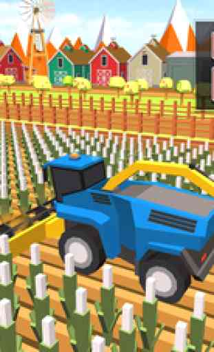 Blocky Plow Farming Harvester:Farming Simulator 3