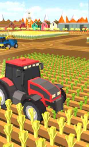 Blocky Plow Farming Harvester:Farming Simulator 4