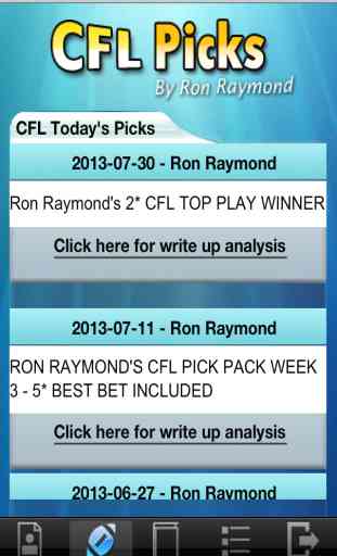 CFL Picks by Ron raymond 2