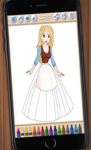 Paint princess Cinderella – coloring games for girls 3