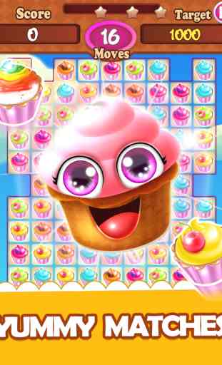 Cup-cake Mania Sweet candy Match 3 Maker Pop Game 4