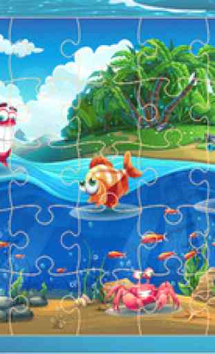 Finding Cute Fish And Sea Animal In The Cartoon Jigsaw Puzzle - Educational Solving Match Games For Kids 3