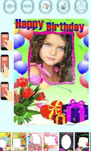 Happy birthday vertical photo frames - edit and create cards and postcards 1