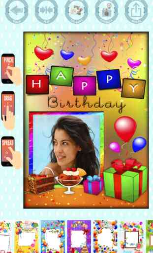 Happy birthday vertical photo frames - edit and create cards and postcards 3
