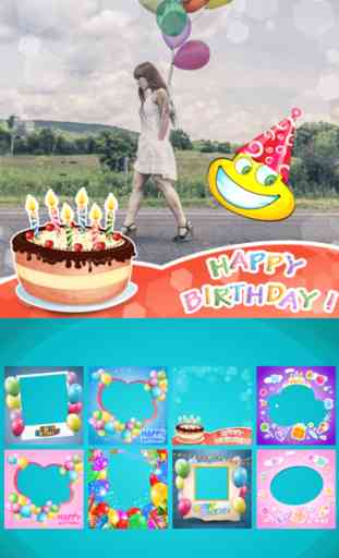 Happy Birthday Photo Frames & Stickers with Stamps 3