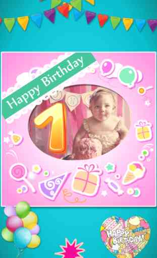 Happy Birthday Photo Frames & Stickers with Stamps 4