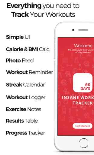 Insane 60 Day Workout Tracker - Custom result logger for high intensity weight loss & fitness program 2