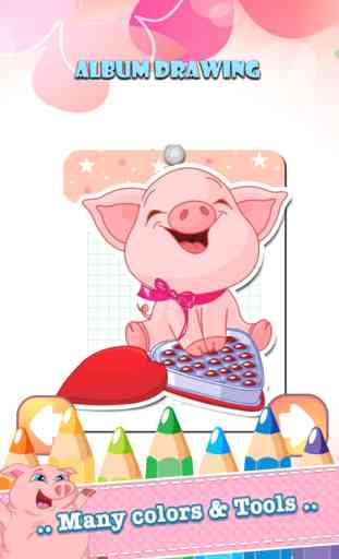 Pig Drawing Coloring Book - Cute Caricature Art Ideas pages for kids 1