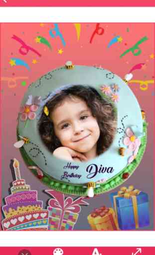 Photo Name on Kids Birthday Cake 2