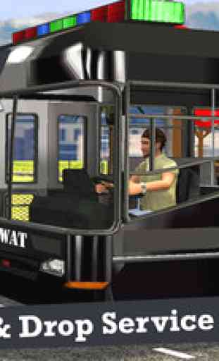 Police Bus Staff Duty Transport 3D - New York City Police Department Pick & Drop Simulator 2