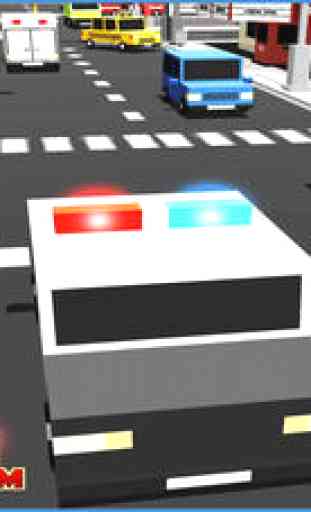 Police Cube Car Craft Sim 3D - Blocky Racing Roads Fever 2
