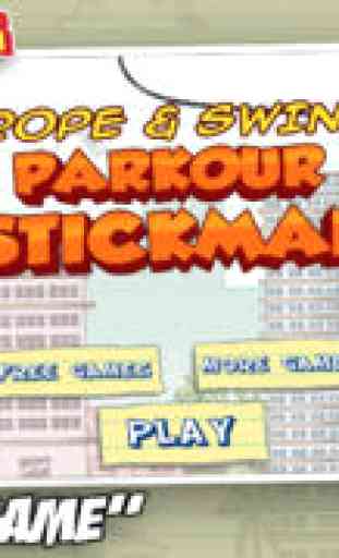 Rope And Swing Parkour Stick-man - Super Fun Run And Jump Kid Game FREE 1