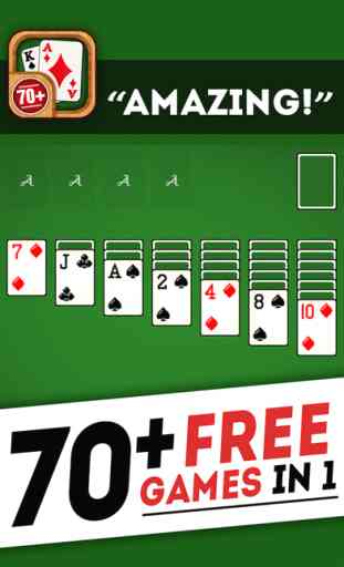 Solitaire 70+ Free Card Games in 1 Ultimate Classic Fun Pack : Spider, Klondike, FreeCell, Tri Peaks, Patience, and more for relaxing 1