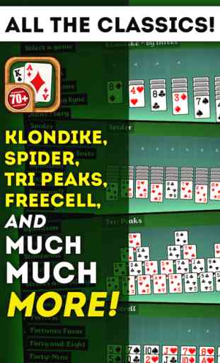 Solitaire 70+ Free Card Games in 1 Ultimate Classic Fun Pack : Spider, Klondike, FreeCell, Tri Peaks, Patience, and more for relaxing 2
