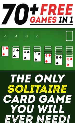 Solitaire 70+ Free Card Games in 1 Ultimate Classic Fun Pack : Spider, Klondike, FreeCell, Tri Peaks, Patience, and more for relaxing 4