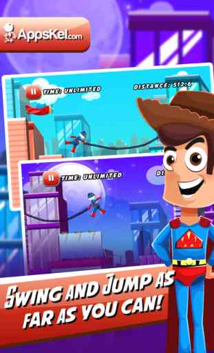 Super Hero Nick's Swing Escape Story - The Rope Rush Games for Free 2