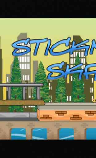 Stick-man Skate-boarding City Sport Jump 2