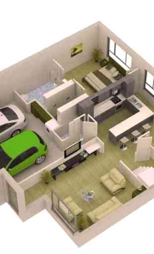 3D Small Home Plan Ideas 1