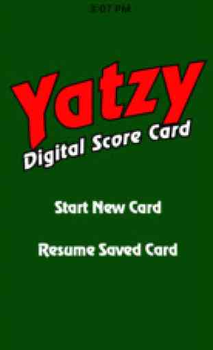 Yatzy Digital Score Card 1
