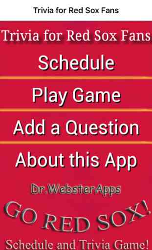Baseball Schedule and Trivia Game for Boston Red Sox Fans 1