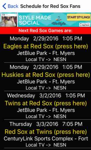 Baseball Schedule and Trivia Game for Boston Red Sox Fans 2