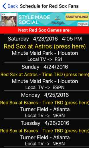 Baseball Schedule and Trivia Game for Boston Red Sox Fans 3