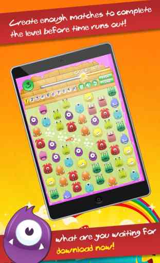 Cute Monster Heroes Match Threes Puzzle Game 3