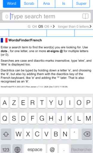 F Words Finder Français/French PRO - find the best words for crossword, Wordfeud, Scrabble, cryptogram, anagram and spelling 1
