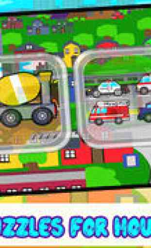 Kids Car, Trucks, Construction & Emergency Vehicles - Puzzles for Kids (toddler age learning games free) 1