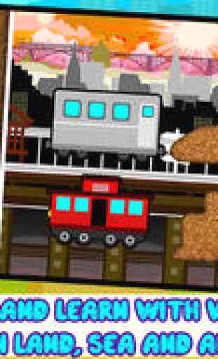 Kids Trains, Planes & Boat Vehicles - Puzzles for Kids (toddler age learning games free) 2