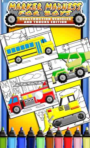 Marker Mania for Boys Lite - A Free Truck & Construction Coloring Book App 1