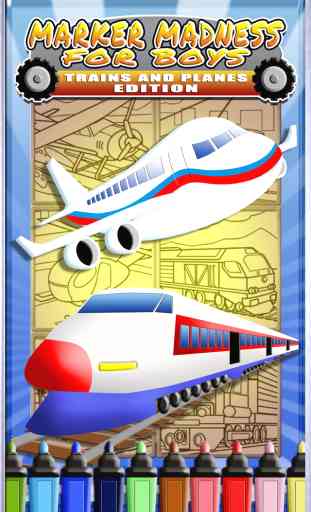 Marker Mania for Boys: My Choo Choo Trains and Jet Planes Coloring Book FREE! 1