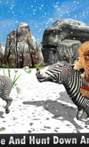 Wild African Lion Sim 3D - Real Safari King Hunting Deer on Snow Mountains in Winter 4