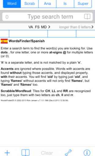Words Finder Español/Spanish PRO - find the best words for crossword, Wordfeud, Scrabble, cryptogram, anagram and spelling 1