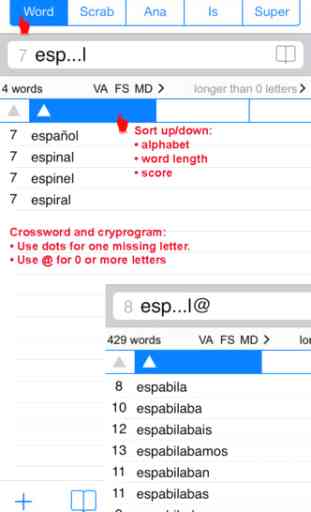 Words Finder Español/Spanish PRO - find the best words for crossword, Wordfeud, Scrabble, cryptogram, anagram and spelling 2
