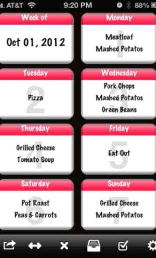 Bill of Fare - Meal Planner 1