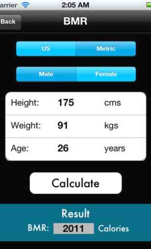 BMI - BMR - Body Fat Percentage Calculator 2