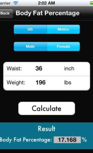 BMI - BMR - Body Fat Percentage Calculator 3