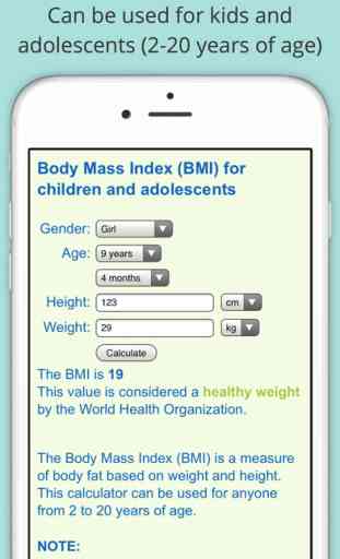 Child BMI Calculator (Body Mass Indicator for Children and Adolescents) 2