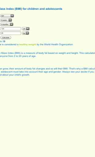 Child BMI Calculator (Body Mass Indicator for Children and Adolescents) 3