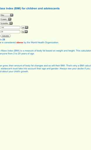 Child BMI Calculator (Body Mass Indicator for Children and Adolescents) 4