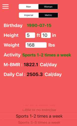 Daily Calorie & BMR Calculator - Diet Plan,Healthy Watcher 2